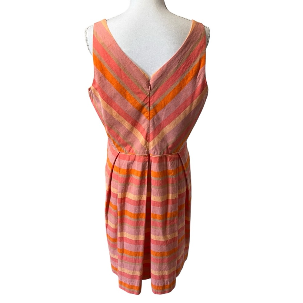 Lands End Striped Fit & Flare Sleeveless Dress Pink & Orange Sundress Size 12 - Picture 3 of 15